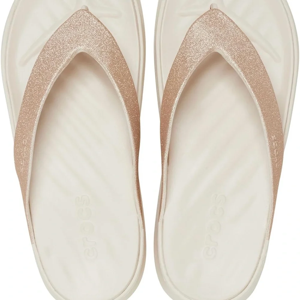 CROCS Women's Rose Gold Sandals Size 9 EUC - Picture 1 of 9